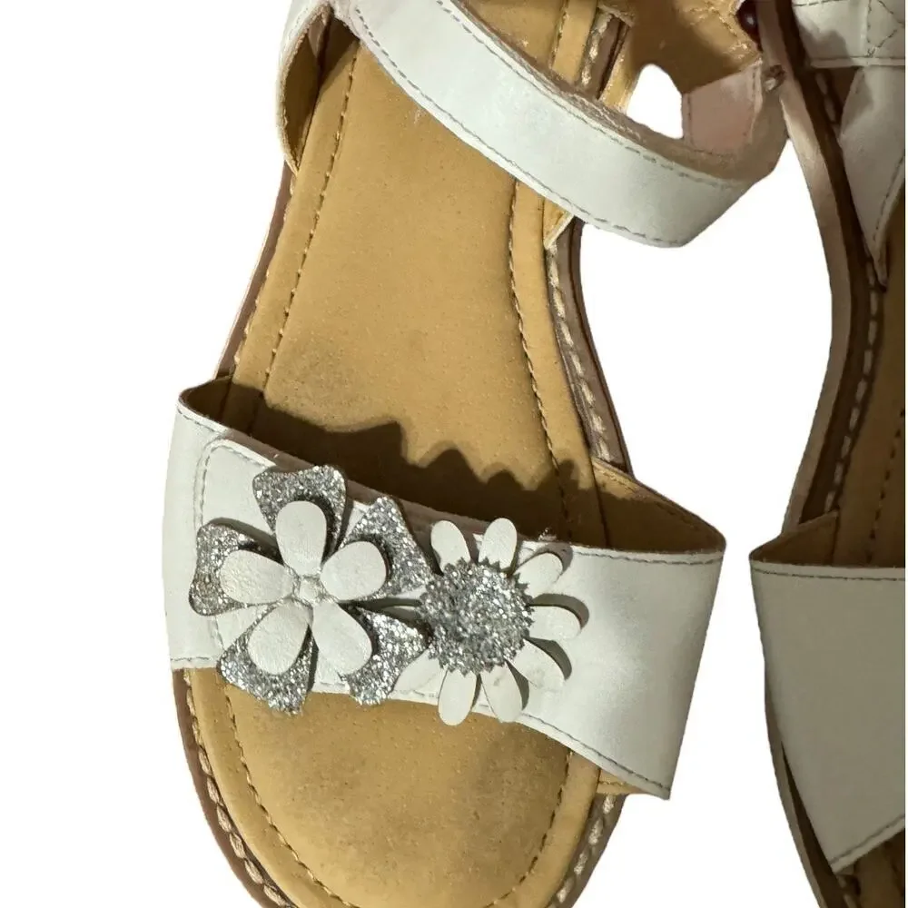 Hanna Andersson White Floral Katarina Sandals Size 2